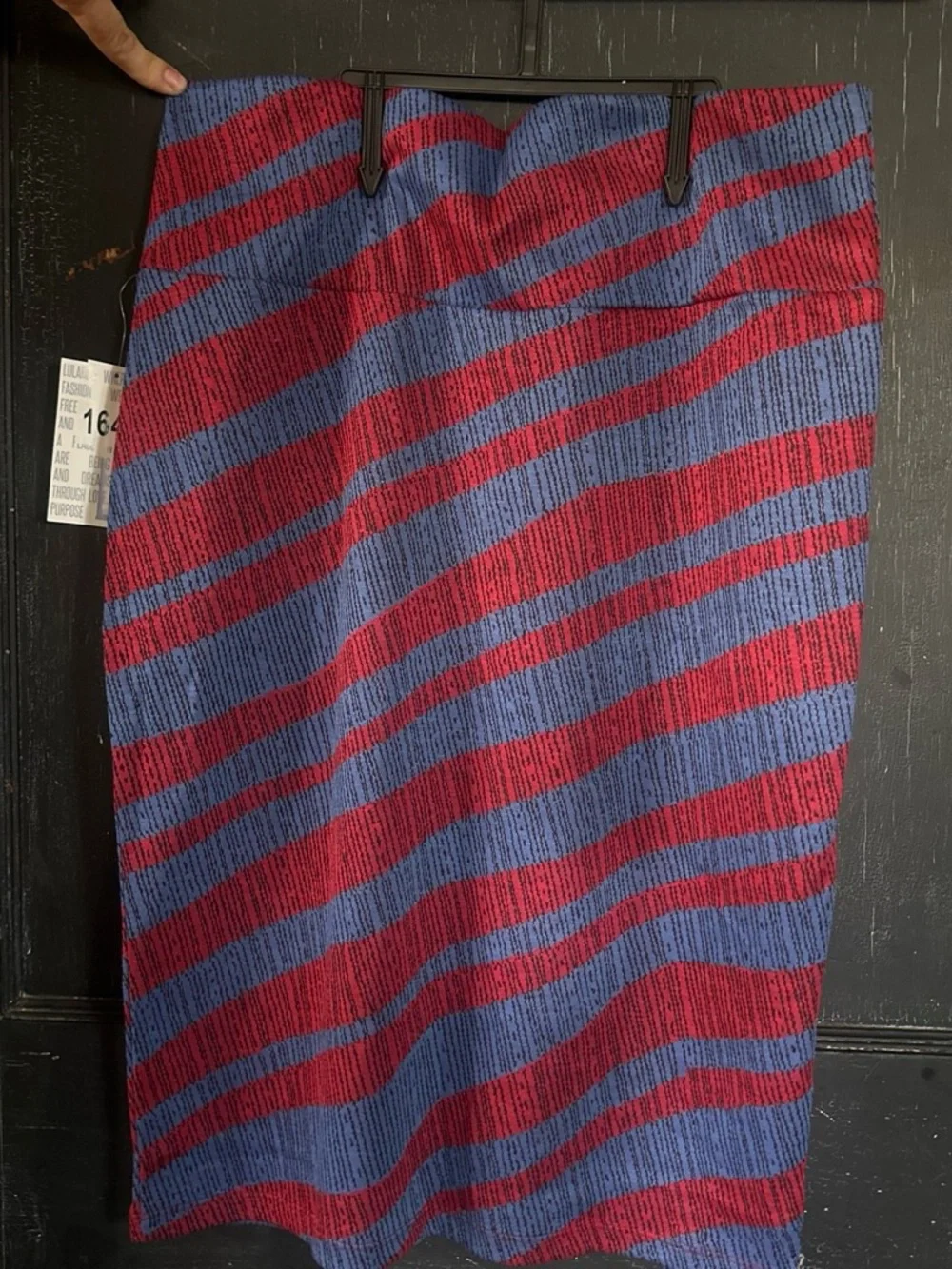 Striped Red and Blue Knit Pencil Skirt